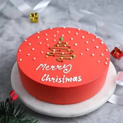 Merry Christmas Red Cream Cake