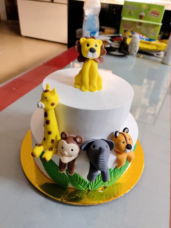 Jungle Animals Two Tier Cake