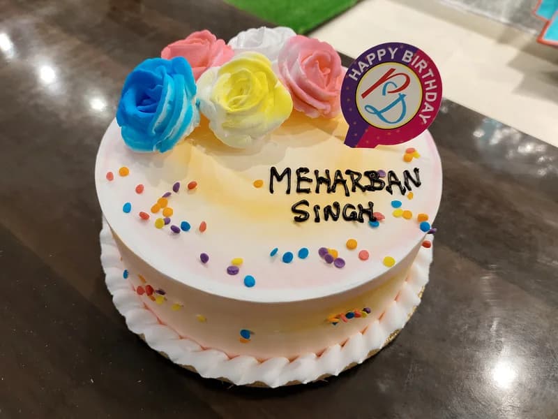Colorful Birthday Cake with Icing Roses
